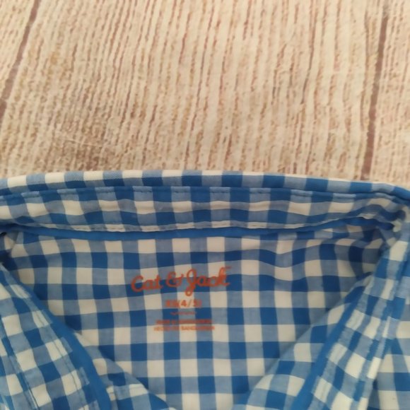 Cat & Jack blue gingham button down shirt sz 4-5 and 8-10 - Picture 5 of 6
